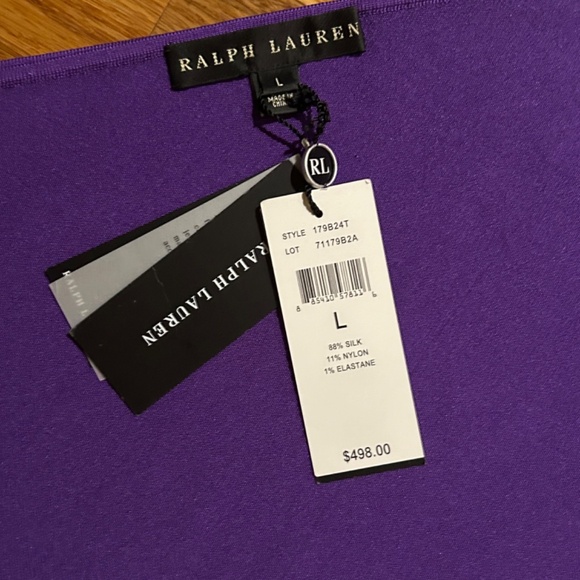 Ralph Lauren Black Label One Shoulder Asymm. Neckline Purple Blouse, Size L - Picture 7 of 15